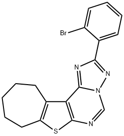 2-(2-bromophenyl)-9,10,11,12-tetrahydro-8H-cyclohepta[4,5]thieno[3,2-e][1,2,4]triazolo[1,5-c]pyrimidine 结构式