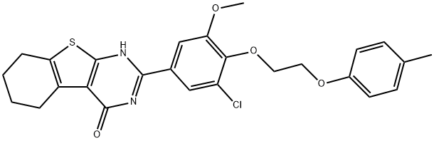 2-{3-chloro-5-methoxy-4-[2-(4-methylphenoxy)ethoxy]phenyl}-5,6,7,8-tetrahydro[1]benzothieno[2,3-d]pyrimidin-4(3H)-one 结构式