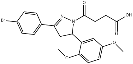 4-[3-(4-bromophenyl)-5-(2,5-dimethoxyphenyl)-4,5-dihydro-1H-pyrazol-1-yl]-4-oxobutanoic acid 结构式