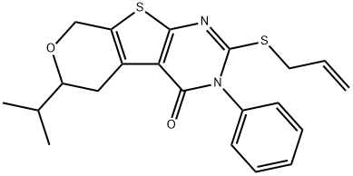 2-(allylsulfanyl)-6-isopropyl-3-phenyl-3,5,6,8-tetrahydro-4H-pyrano[4',3':4,5]thieno[2,3-d]pyrimidin-4-one 结构式