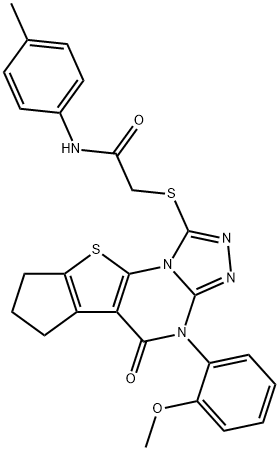 2-{[4-(2-methoxyphenyl)-5-oxo-4,5,7,8-tetrahydro-6H-cyclopenta[4,5]thieno[3,2-e][1,2,4]triazolo[4,3-a]pyrimidin-1-yl]sulfanyl}-N-(4-methylphenyl)acetamide 结构式