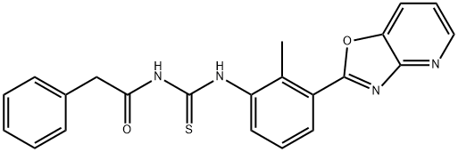 N-(2-methyl-3-[1,3]oxazolo[4,5-b]pyridin-2-ylphenyl)-N'-(phenylacetyl)thiourea 结构式