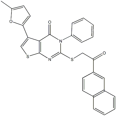 5-(5-methyl-2-furyl)-2-{[2-(2-naphthyl)-2-oxoethyl]sulfanyl}-3-phenylthieno[2,3-d]pyrimidin-4(3H)-one 结构式