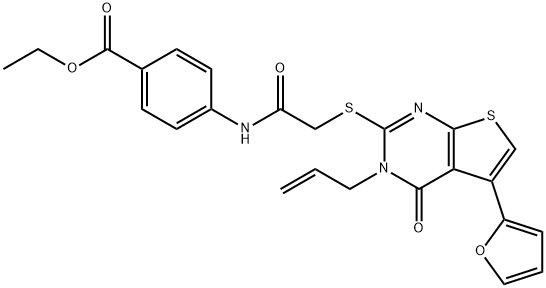 ethyl 4-[({[3-allyl-5-(2-furyl)-4-oxo-3,4-dihydrothieno[2,3-d]pyrimidin-2-yl]sulfanyl}acetyl)amino]benzoate 结构式