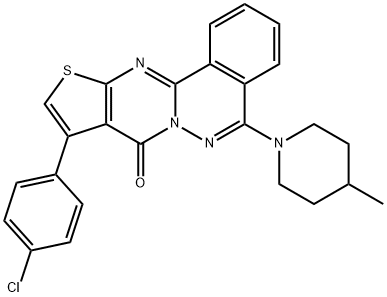 9-(4-chlorophenyl)-5-(4-methyl-1-piperidinyl)-8H-thieno[2',3':4,5]pyrimido[2,1-a]phthalazin-8-one 结构式