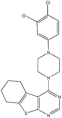 4-[4-(3,4-dichlorophenyl)piperazin-1-yl]-5,6,7,8-tetrahydro[1]benzothieno[2,3-d]pyrimidine 结构式