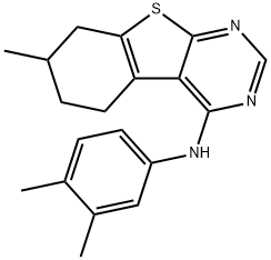 N-(3,4-dimethylphenyl)-7-methyl-5,6,7,8-tetrahydro[1]benzothieno[2,3-d]pyrimidin-4-amine 结构式