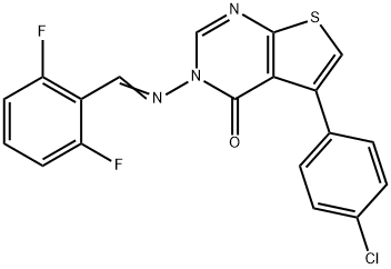 5-(4-chlorophenyl)-3-[(2,6-difluorobenzylidene)amino]thieno[2,3-d]pyrimidin-4(3H)-one 结构式