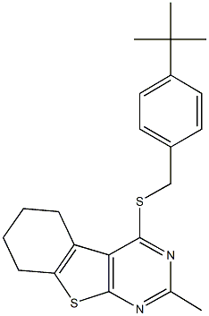 4-tert-butylbenzyl 2-methyl-5,6,7,8-tetrahydro[1]benzothieno[2,3-d]pyrimidin-4-yl sulfide 结构式