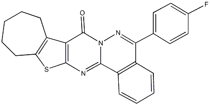 5-(4-fluorophenyl)-10,11,12,13-tetrahydro-8H,9H-cyclohepta[4',5']thieno[2',3':4,5]pyrimido[2,1-a]phthalazin-8-one 结构式