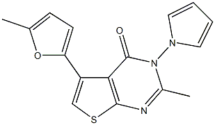 2-methyl-5-(5-methyl-2-furyl)-3-(1H-pyrrol-1-yl)thieno[2,3-d]pyrimidin-4(3H)-one 结构式
