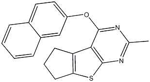 2-methyl-4-(2-naphthyloxy)-6,7-dihydro-5H-cyclopenta[4,5]thieno[2,3-d]pyrimidine 结构式