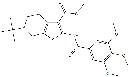 methyl 6-tert-butyl-2-[(3,4,5-trimethoxybenzoyl)amino]-4,5,6,7-tetrahydro-1-benzothiophene-3-carboxylate 结构式