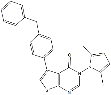 5-(4-benzylphenyl)-3-(2,5-dimethyl-1H-pyrrol-1-yl)thieno[2,3-d]pyrimidin-4(3H)-one 结构式