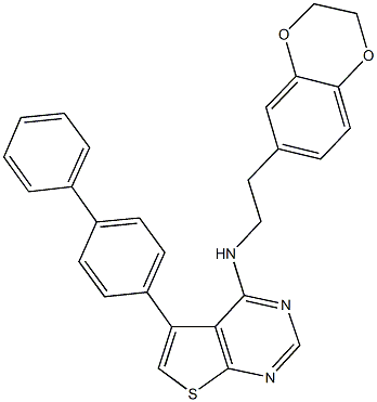 5-[1,1'-biphenyl]-4-yl-N-[2-(2,3-dihydro-1,4-benzodioxin-6-yl)ethyl]thieno[2,3-d]pyrimidin-4-amine 结构式