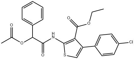 ethyl 2-{[(acetyloxy)(phenyl)acetyl]amino}-4-(4-chlorophenyl)-3-thiophenecarboxylate 结构式