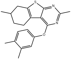 3,4-dimethylphenyl 2,7-dimethyl-5,6,7,8-tetrahydro[1]benzothieno[2,3-d]pyrimidin-4-yl ether 结构式