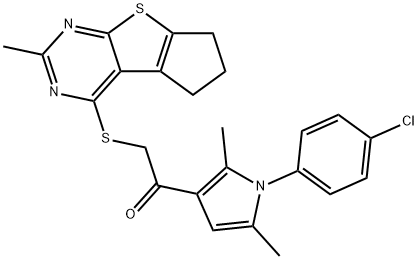 1-[1-(4-chlorophenyl)-2,5-dimethyl-1H-pyrrol-3-yl]-2-[(2-methyl-6,7-dihydro-5H-cyclopenta[4,5]thieno[2,3-d]pyrimidin-4-yl)sulfanyl]ethanone 结构式