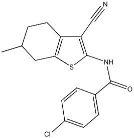 4-chloro-N-(3-cyano-6-methyl-4,5,6,7-tetrahydro-1-benzothien-2-yl)benzamide 结构式