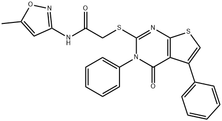N-(5-methyl-3-isoxazolyl)-2-[(4-oxo-3,5-diphenyl-3,4-dihydrothieno[2,3-d]pyrimidin-2-yl)sulfanyl]acetamide 结构式