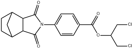 2-chloro-1-(chloromethyl)ethyl 4-(3,5-dioxo-4-azatricyclo[5.2.1.0~2,6~]dec-4-yl)benzoate 结构式