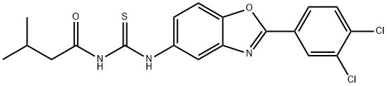 N-[2-(3,4-dichlorophenyl)-1,3-benzoxazol-5-yl]-N'-(3-methylbutanoyl)thiourea 结构式