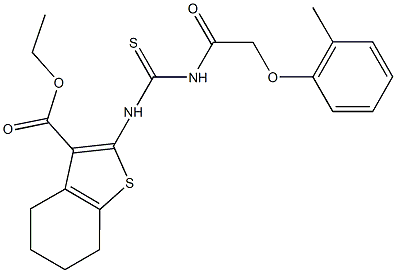 ethyl 2-[({[(2-methylphenoxy)acetyl]amino}carbothioyl)amino]-4,5,6,7-tetrahydro-1-benzothiophene-3-carboxylate 结构式