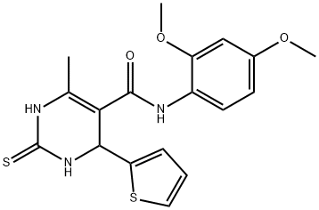 N-(2,4-dimethoxyphenyl)-6-methyl-4-(2-thienyl)-2-thioxo-1,2,3,4-tetrahydro-5-pyrimidinecarboxamide 结构式