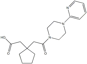 (1-{2-oxo-2-[4-(2-pyridinyl)-1-piperazinyl]ethyl}cyclopentyl)acetic acid 结构式