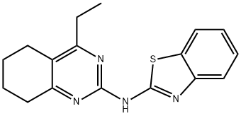 N-(1,3-benzothiazol-2-yl)-N-(4-ethyl-5,6,7,8-tetrahydro-2-quinazolinyl)amine 结构式