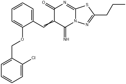 6-{2-[(2-chlorobenzyl)oxy]benzylidene}-5-imino-2-propyl-5,6-dihydro-7H-[1,3,4]thiadiazolo[3,2-a]pyrimidin-7-one 结构式