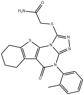 2-{[4-(2-methylphenyl)-5-oxo-4,5,6,7,8,9-hexahydro[1]benzothieno[3,2-e][1,2,4]triazolo[4,3-a]pyrimidin-1-yl]sulfanyl}acetamide 结构式