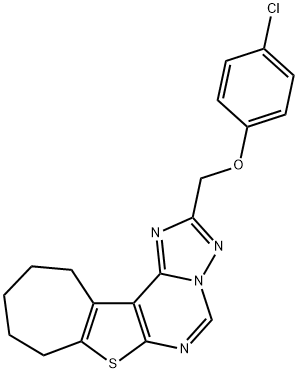 4-chlorophenyl 9,10,11,12-tetrahydro-8H-cyclohepta[4,5]thieno[3,2-e][1,2,4]triazolo[1,5-c]pyrimidin-2-ylmethyl ether 结构式