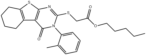 pentyl {[3-(2-methylphenyl)-4-oxo-3,4,5,6,7,8-hexahydro[1]benzothieno[2,3-d]pyrimidin-2-yl]sulfanyl}acetate 结构式