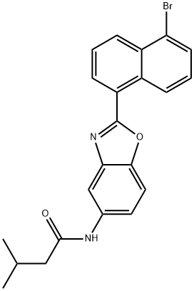 N-[2-(5-bromo-1-naphthyl)-1,3-benzoxazol-5-yl]-3-methylbutanamide 结构式