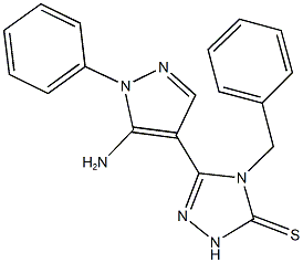 5-(5-amino-1-phenyl-1H-pyrazol-4-yl)-4-benzyl-2,4-dihydro-3H-1,2,4-triazole-3-thione 结构式