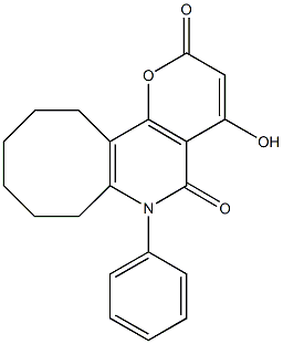 4-hydroxy-6-phenyl-7,8,9,10,11,12-hexahydro-2H-cycloocta[b]pyrano[2,3-d]pyridine-2,5(6H)-dione 结构式