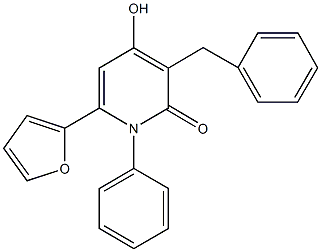 3-benzyl-6-(2-furyl)-4-hydroxy-1-phenyl-2(1H)-pyridinone 结构式