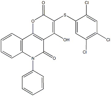 4-hydroxy-6-phenyl-3-[(2,4,5-trichlorophenyl)sulfanyl]-2H-pyrano[3,2-c]quinoline-2,5(6H)-dione 结构式