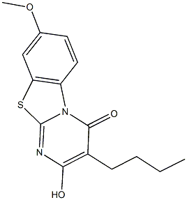 3-butyl-2-hydroxy-8-methoxy-4H-pyrimido[2,1-b][1,3]benzothiazol-4-one 结构式