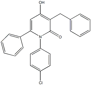 3-benzyl-1-(4-chlorophenyl)-4-hydroxy-6-phenyl-2(1H)-pyridinone 结构式