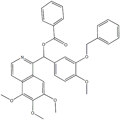 [3-(benzyloxy)-4-methoxyphenyl](5,6,7-trimethoxy-1-isoquinolinyl)methyl benzoate 结构式