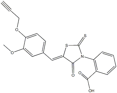 2-{5-[3-methoxy-4-(2-propynyloxy)benzylidene]-4-oxo-2-thioxo-1,3-thiazolidin-3-yl}benzoic acid 结构式
