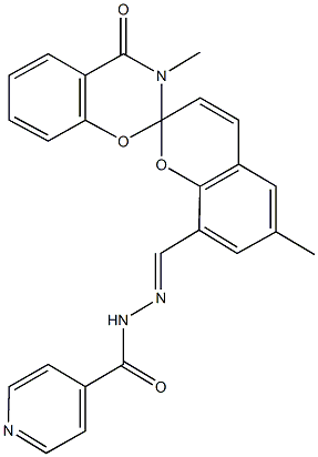 N'-[(3',4'-dihydro-2',6-dimethyl-4'-oxospiro[2H-chromene-2,2'-(2'H)-[1,3]-benzoxazine]-8-yl)methylidene]isonicotinohydrazide 结构式