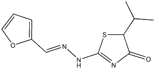 2-furaldehyde (5-isopropyl-4-oxo-4,5-dihydro-1,3-thiazol-2-yl)hydrazone 结构式