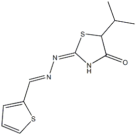2-thiophenecarbaldehyde (5-isopropyl-4-oxo-1,3-thiazolidin-2-ylidene)hydrazone 结构式