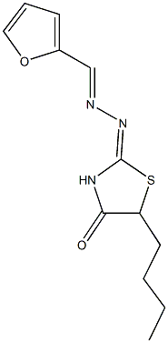 2-furaldehyde (5-butyl-4-oxo-1,3-thiazolidin-2-ylidene)hydrazone 结构式
