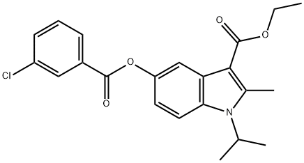 ethyl 5-[(3-chlorobenzoyl)oxy]-1-isopropyl-2-methyl-1H-indole-3-carboxylate 结构式