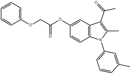 3-acetyl-2-methyl-1-(3-methylphenyl)-1H-indol-5-yl phenoxyacetate 结构式