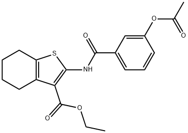 ethyl 2-{[3-(acetyloxy)benzoyl]amino}-4,5,6,7-tetrahydro-1-benzothiophene-3-carboxylate 结构式